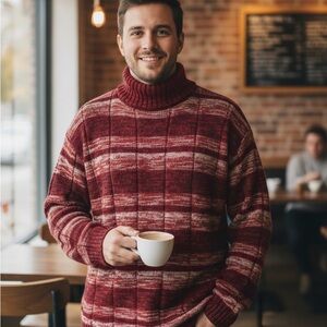 South Pole | Vintage Men’s Red and Black Turtleneck Sweater | Sz L